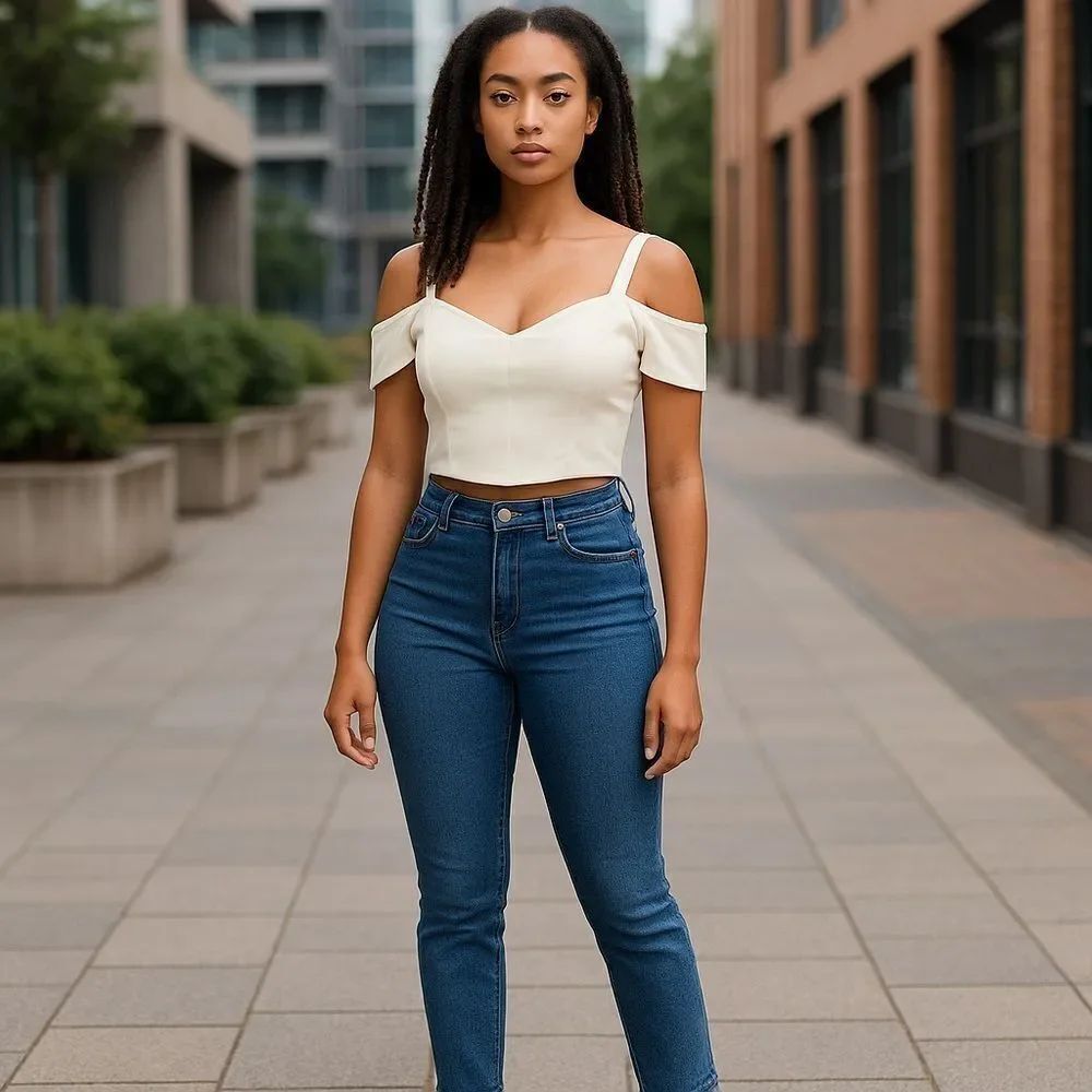 Topshop White Ivory Cold Shoulder Short Cap Sleeves Crop Zipper Back Top Size 0
